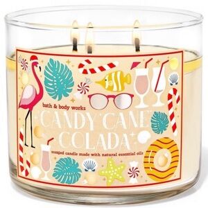 Bath & Body Works Candy Cane Colada 3 Wick Candle With Decorative Lid